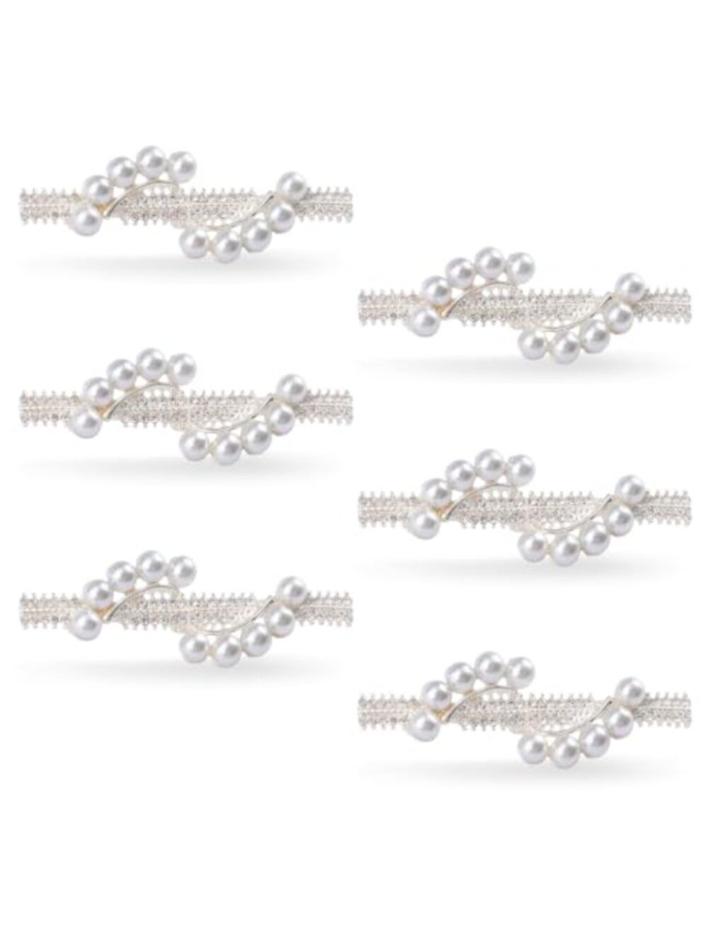 6 Pairs Sew On Cloak Clasps Pearl & Crystal Rhinestone Fasteners for Cardigan